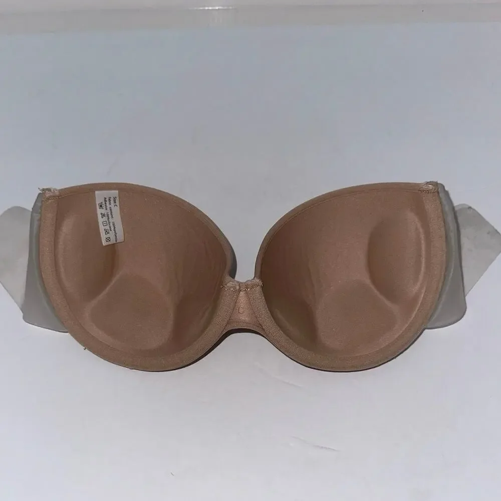 Women's‎ Strapless Underwire Bra Beige Nude Convertible Seamless Support C Cup